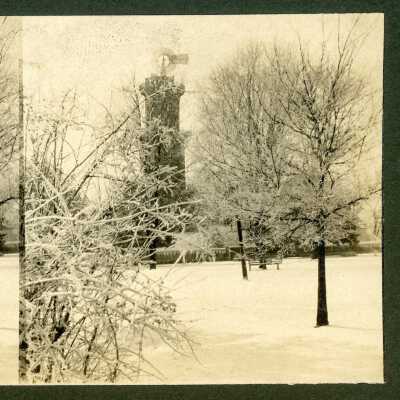 Belmont College for Young Women, circa 1910. Snowy scenes from campus.