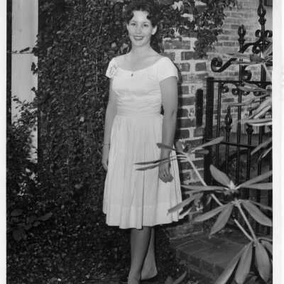 Mary Sneed, Class of 1960, poses for photo for most athletic points.