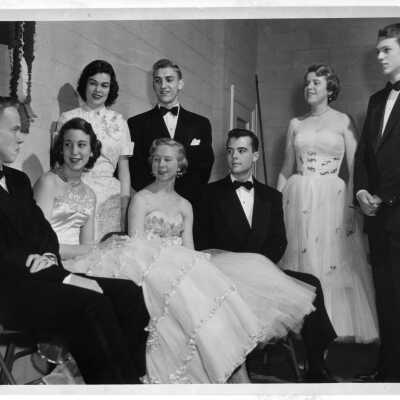 1954 Graduation Dance: Catharine Browder, Anne Mashburn, Gene Jarman, Peggy Smith