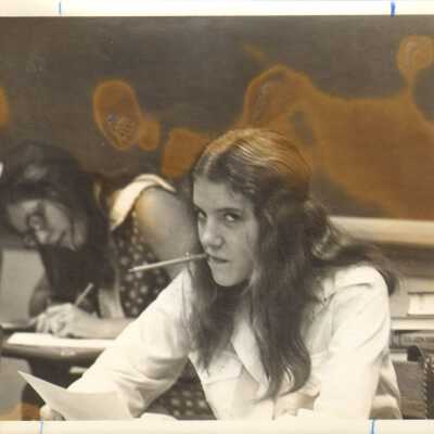 Student in a classroom, 1970