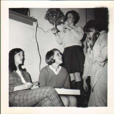 Students with Christmas decorations, 1969
