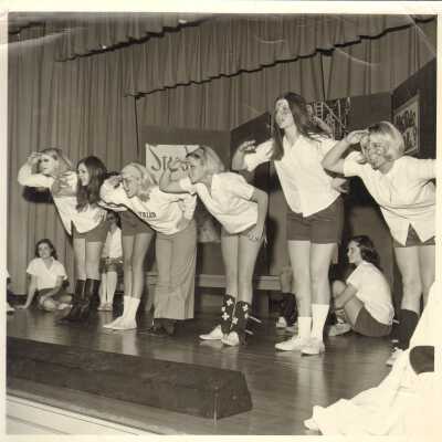 Students in a skit, 1960s