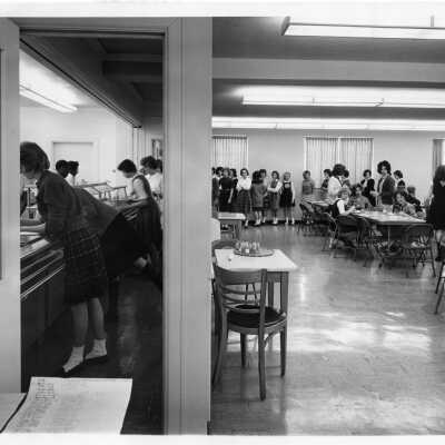 Lunch line in cafeteria, 1960s
