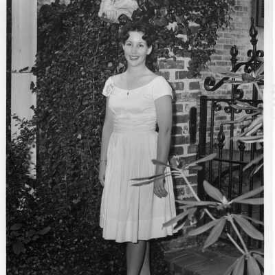 Mary Sneed, class of 1960 poses for her recognitoon for most athletic points.