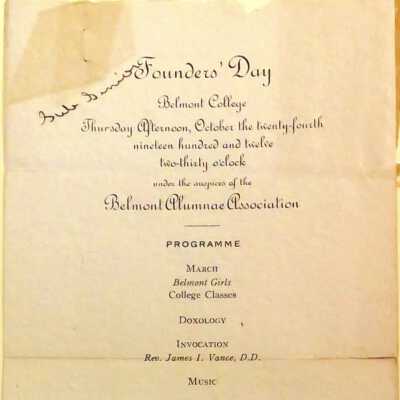 Founder's Day Program c. 1912