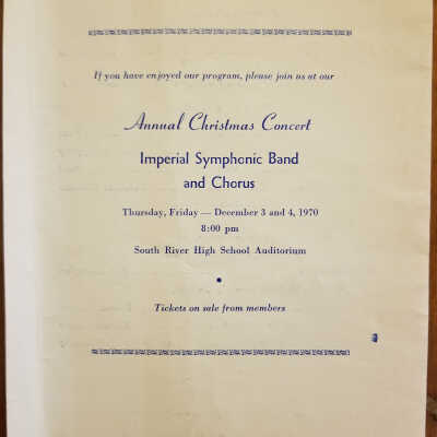 Back cover of concert program