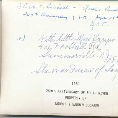 Back of photograph of Queen Riverie and the Little Queen