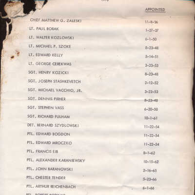1970 Police Department Rosters