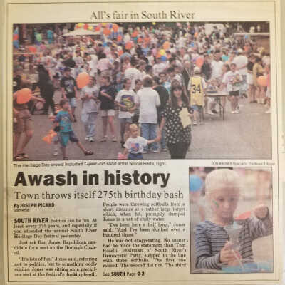 Newspaper clipping, "Awash in history."
