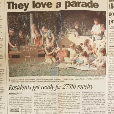 Newspaper clipping, "Residents get ready for 275th revelry."