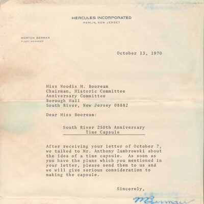 Letter to Woodis M. Booraem