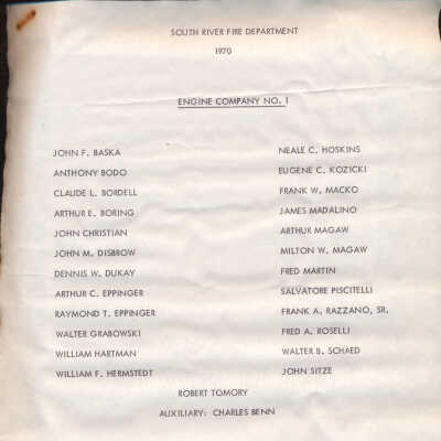 1970 Fire Department Rosters