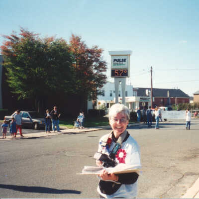 Marilyn Anastasio, one of the parade organizers, at the start of the parade line-up.