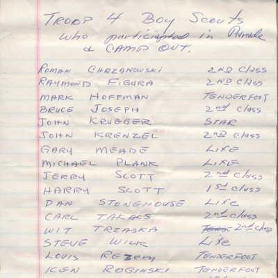 Troop 4 Boy Scouts Who Participated in Parade and Camp Out