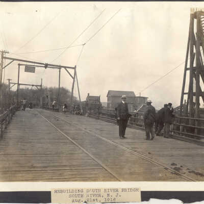 Rebuilding South River Bridge, Aug. 21, 1916