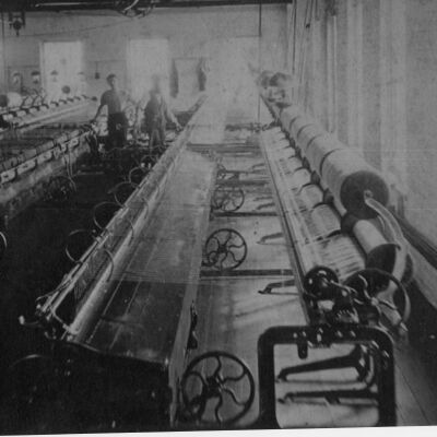 Spinning at the Harrisville Woolen Mill.