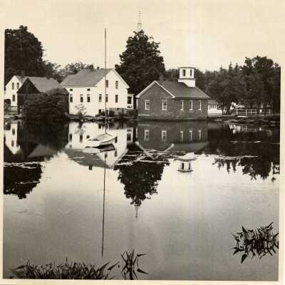 Harrisville Village from the Pond w rear view of current library