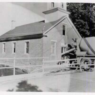 Vestry renovations w/ cement truck