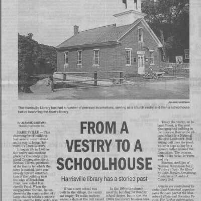 From a Vestry to a Schoolhouse: Harrisville library has a storied past