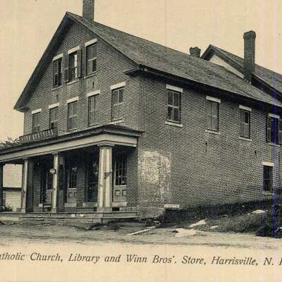 Catholic Church, Library and Winn Bros'. Store, Harrisville, NH