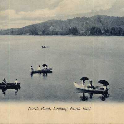 North Pond scene with canoes