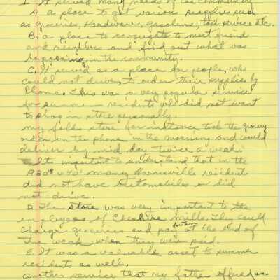 Harrisville's Stores and the role they played over the years, memories of Howard Clark