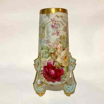 Vase. Hand Painted China | Martha "Mattie" Waide | Eastport, Maine