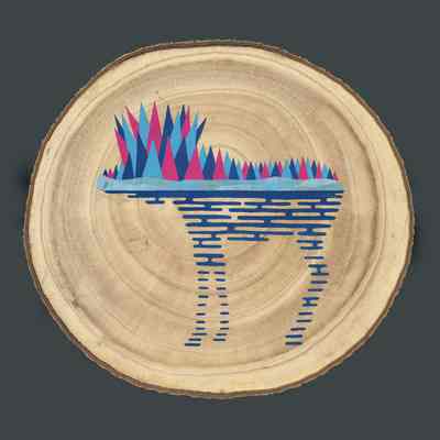Siena Baldi | Moose Island | Painting on Log Cross Section