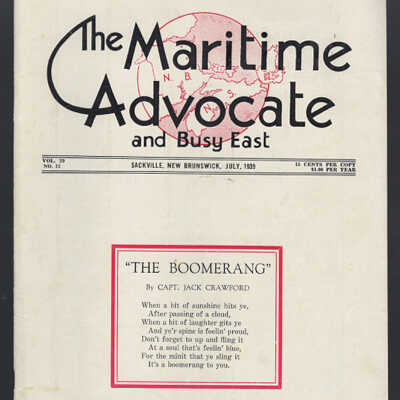 Campobello's Story | Maxwell Vesey | The Maritime Advocate and Busy East, Vol. 29, No. 12, July, 1939, pp. 8 - 12, 31