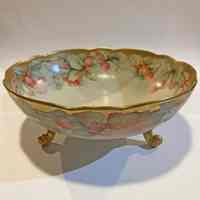 Martha "Mattie" Waide (1857-1929) | Hand Painted China Dish with Feet | Eastport, Maine