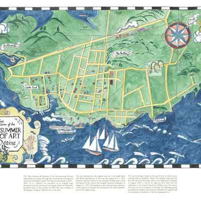 A Map Showing the Location of the Eastport Summer School of Art, Eastport, Maine | Kathleen Voute Redrawn by Kirsten Sparenborg | 2024