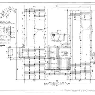 Passamaquoddy Bay Tidal Power Development | Temporary Buildings | Hospital | Foundation & First Floor Framing Plan | Q-E 24/5