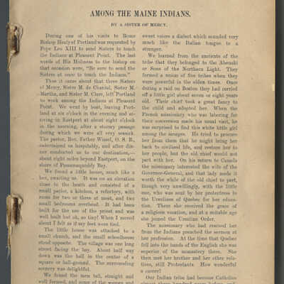 Among the Maine Indians | By A Sister of Mercy | pp. 291 - 298
