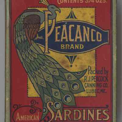 Peacanco Brand | American Sardines in Cotton Seed Oil | Packed by R.J. Peacock Canning Company, Lubec, Maine