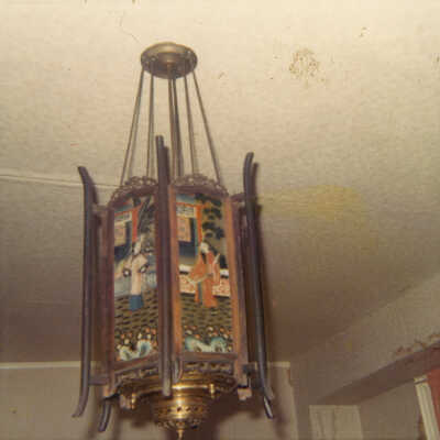Ceiling lantern fixture in place at Elm Cottage, Elm Street, Eastport, Maine. Photograph by Joyce Emery Kinney.
