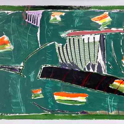 David Umholtz | St. Andrews | Acrylic Collage | 34" x 48"