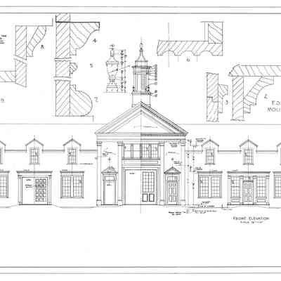 Passamaquoddy Bay Tidal Power Development | Temporary Buildings | Utilities Building | Front Elevation | Q-E 21/3