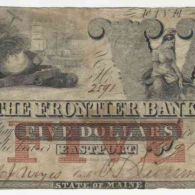 Frontier Bank | Eastport, Maine | Five Dollar Bank Note | 1862