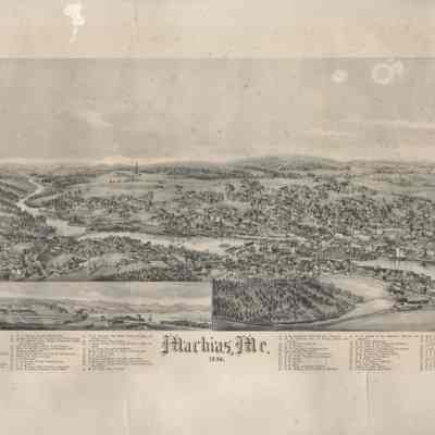 Machias, Maine Bird's Eye View Map | George Norris | Brockton, Massachusetts | 1896