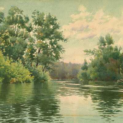 Dennys River, Dennysville, Maine, c. 1900 | Dougal Anderson | Watercolor
