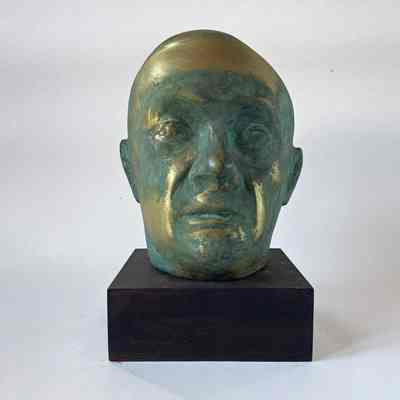 Helena Simkhovitch - 58: Man's Head : 12 1/2 x 10 ; bronze