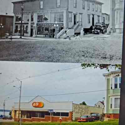 Top: Oscar Brown store, c.1900. Bottom: A&P store, c. 1980.
