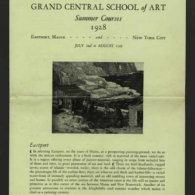 Grand Central School of Art Summer Courses 1928, Eastport, Maine and New York City, July 2nd to August 11th