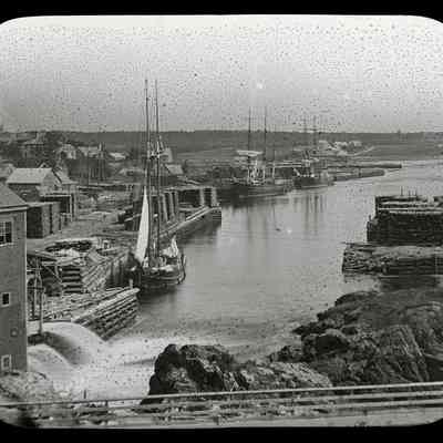 Machias River | Downtown Machias, Maine | Glass Magic Lantern Slide | R. Clinton Fuller |