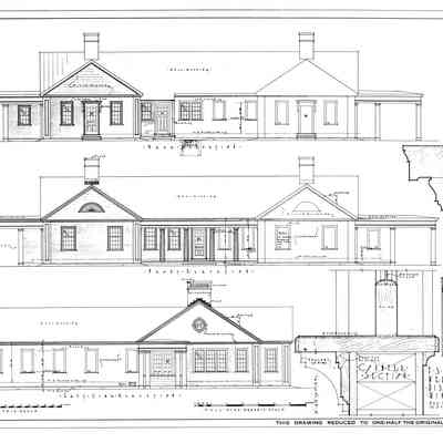 Passamaquoddy Bay Tidal Power Development | Temporary Buildings | Hospital | Rear, Front & Left Side Elevations | Q-E 24/2