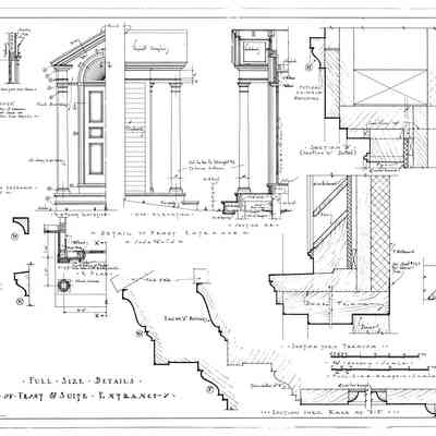 Passamaquoddy Bay Tidal Power Development | Temporary Buildings | Guest House | Full Size Details of Front & Suite Entrances | Q-E 20/7