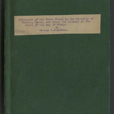 Catalogue of the Birds Found in the Vicinity of Calais, Maine and about the Islands at the Mouth of the Bay of Fundy | George A. Boardman | pp. 122 - 132