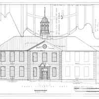 Passamaquoddy Bay Tidal Power Development | Temporary Buildings | School-House | Front Elevation - East | Q-E 28/3