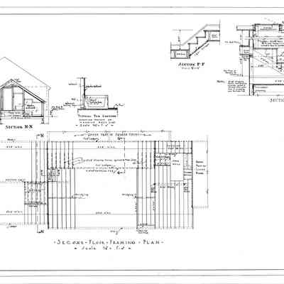 Passamaquoddy Bay Tidal Power Development | Temporary Buildings | Second Floor Framing Plan Guest House | Q-E 20/6