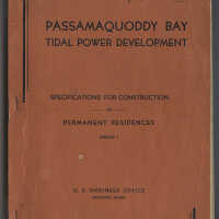 Passamaquoddy Bay Tidal Power Development | Specifications for Construction of Permanent Residences, Group I | U.S. Engineer Office, Eastport, Maine